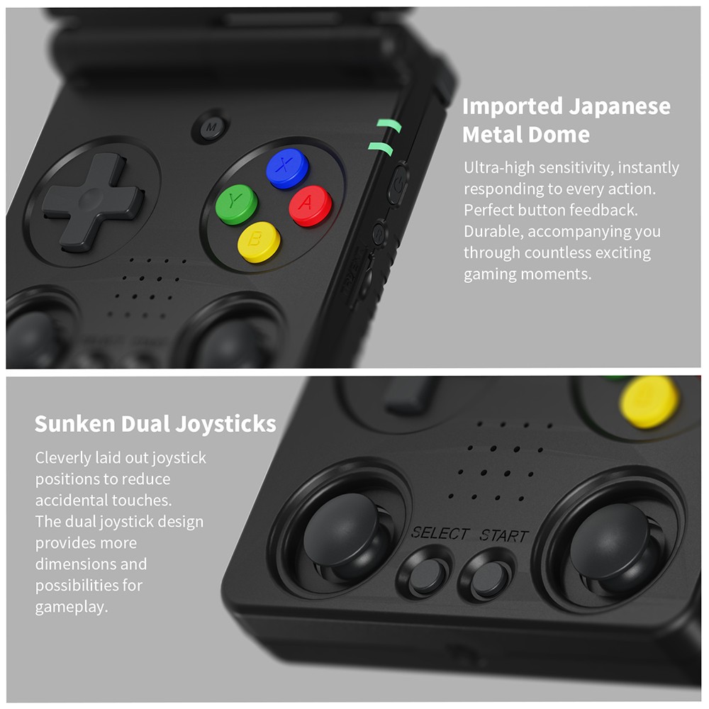 ANBERNIC RG34XXSP Flip Game Console, 64GB + 256GB TF Card with 14000+ Games, 3.4 inch 720*480 IPS Screen, 30+ Emulators, 6 Hours Playtime, 5G WiFi, Multimedia Apps - Black