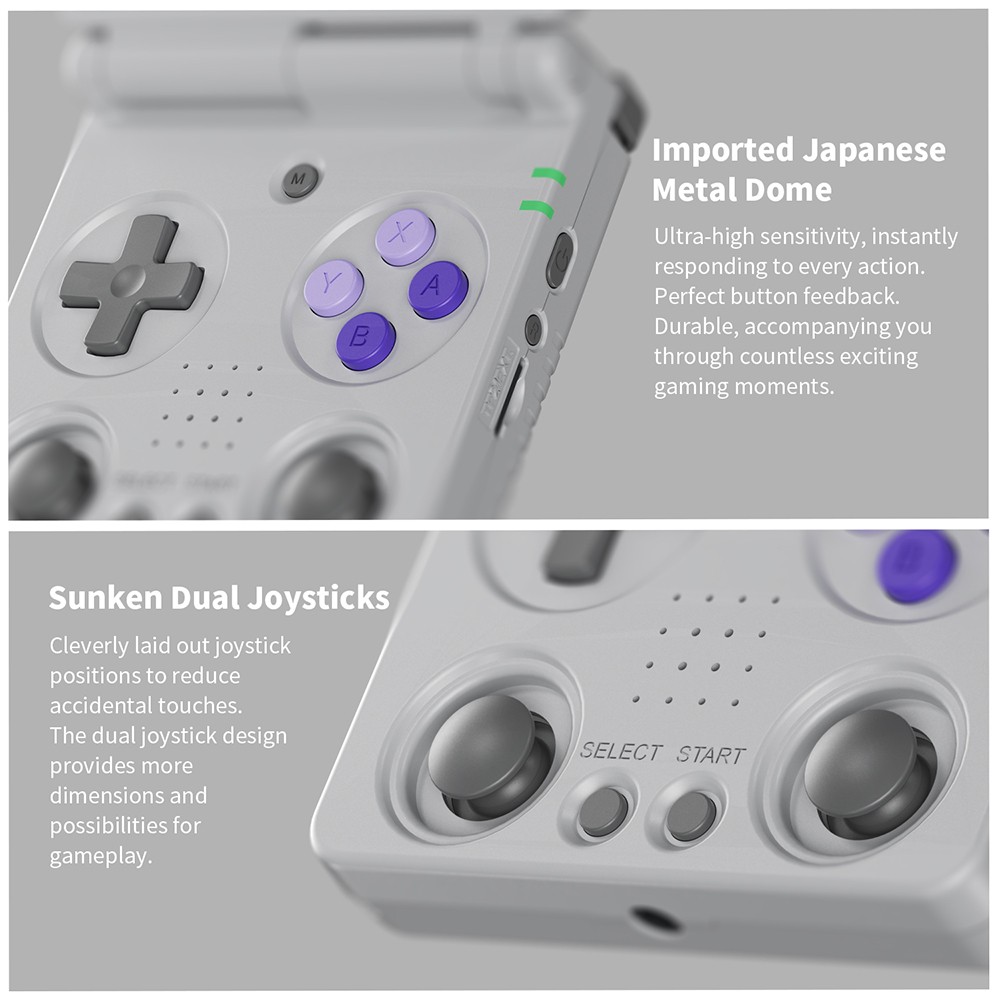 ANBERNIC RG34XXSP Flip Game Console, 64GB + 256GB TF Card with 14000+ Games, 3.4 inch 720*480 IPS Screen, 30+ Emulators, 6 Hours Playtime, 5G WiFi, Multimedia Apps - Grey