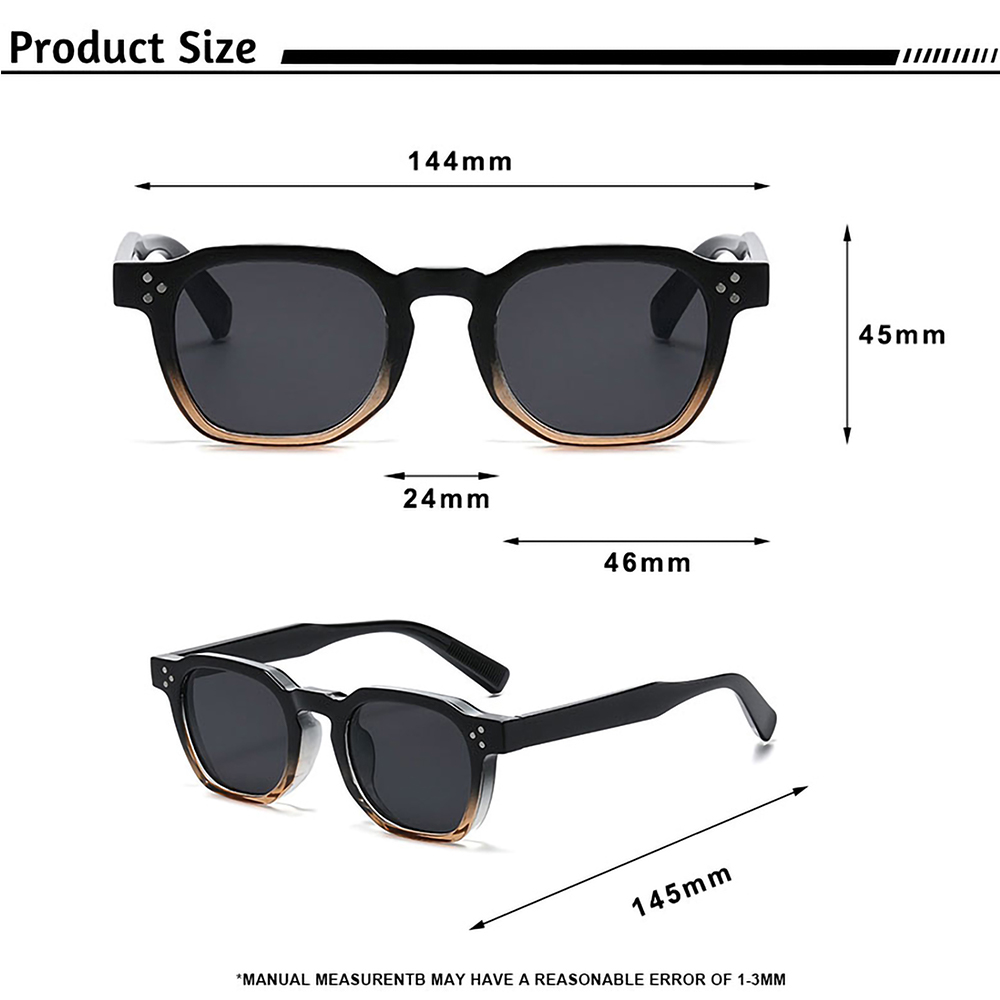 CATERSIDE K39896-C04 Retro Square Sunglasses UV400 Protection