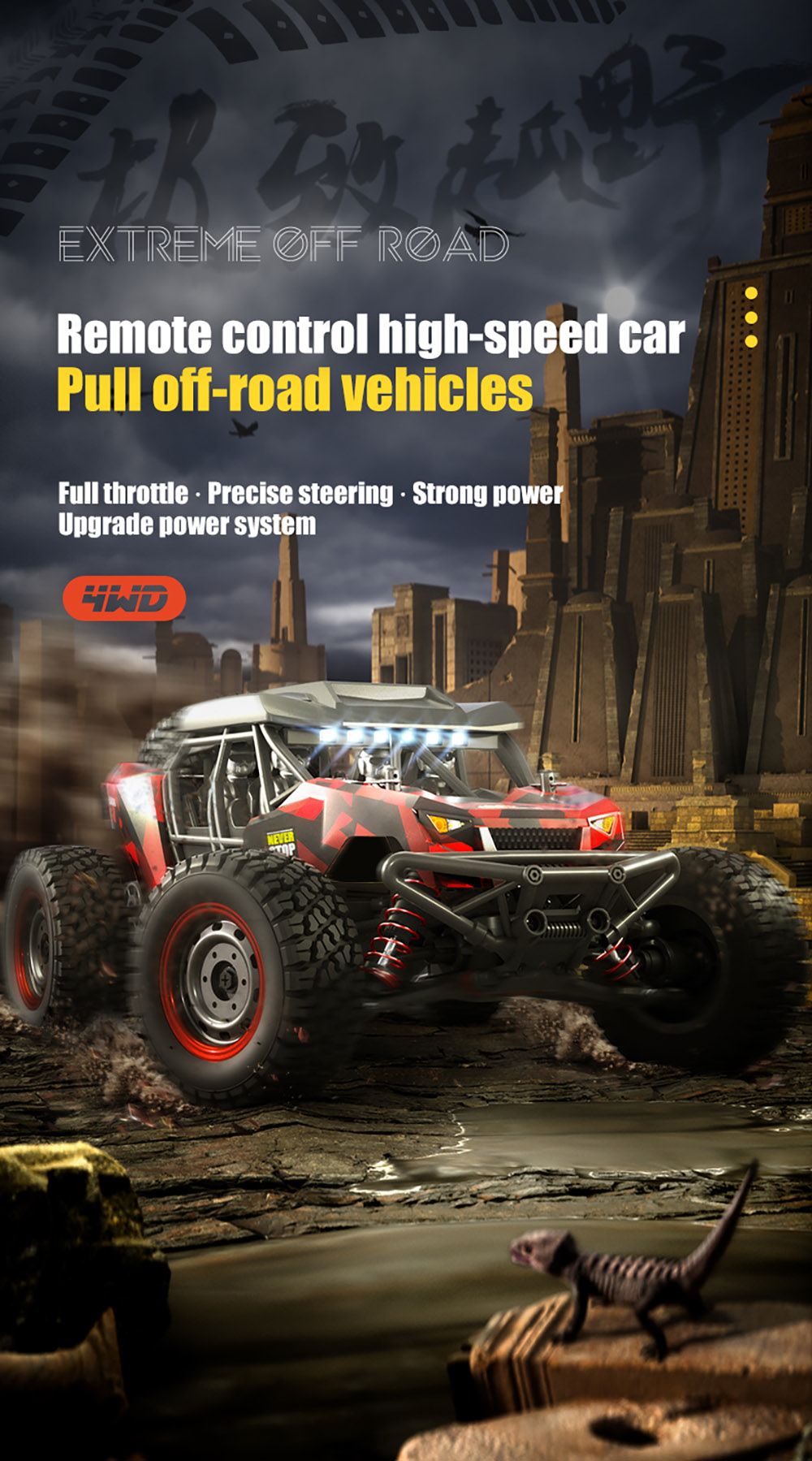 CrazyFastRC SCY 16106 RC Car 1/16 2.4G 4WD RC Truck Vehicle - Red