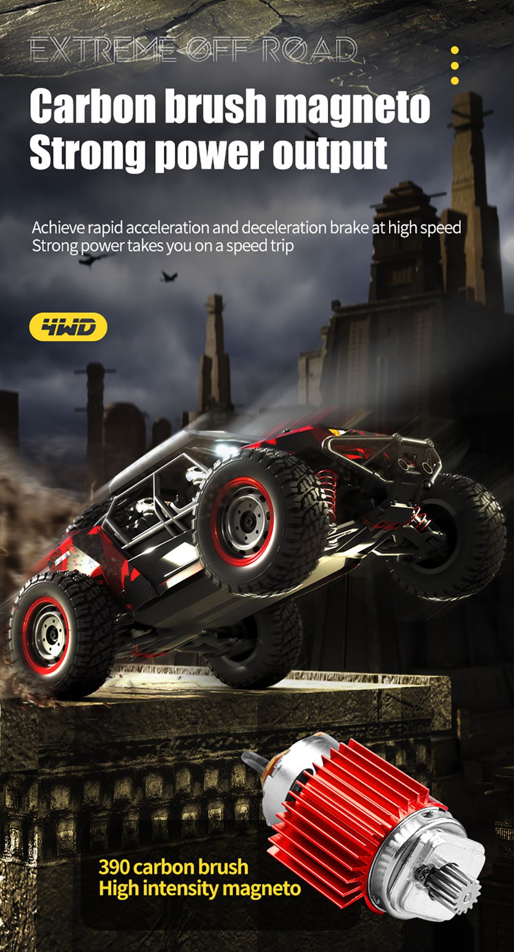 CrazyFastRC SCY 16106 RC Car 1/16 2.4G 4WD RC Truck Vehicle - Red
