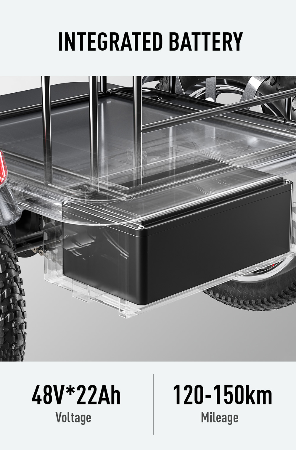 Cysum T1 Pro Elektro-Dreirad, 250-W-Motor, 48-V-22-Ah-Akku, 16 x 2,3-Zoll-Reifen, 25 km/h Höchstgeschwindigkeit, 150 km maximale Reichweite, Scheibenbremsen, LCD-Display