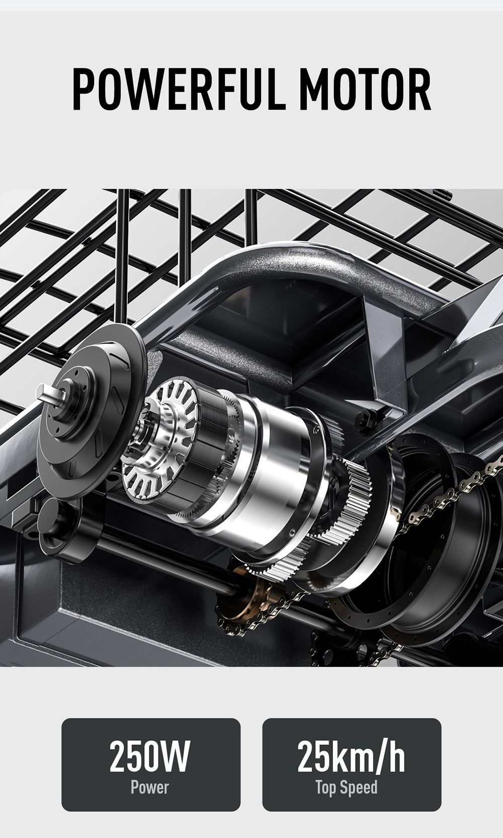Cysum T1 Pro Elektro-Dreirad, 250-W-Motor, 48-V-22-Ah-Akku, 16 x 2,3-Zoll-Reifen, 25 km/h Höchstgeschwindigkeit, 150 km maximale Reichweite, Scheibenbremsen, LCD-Display
