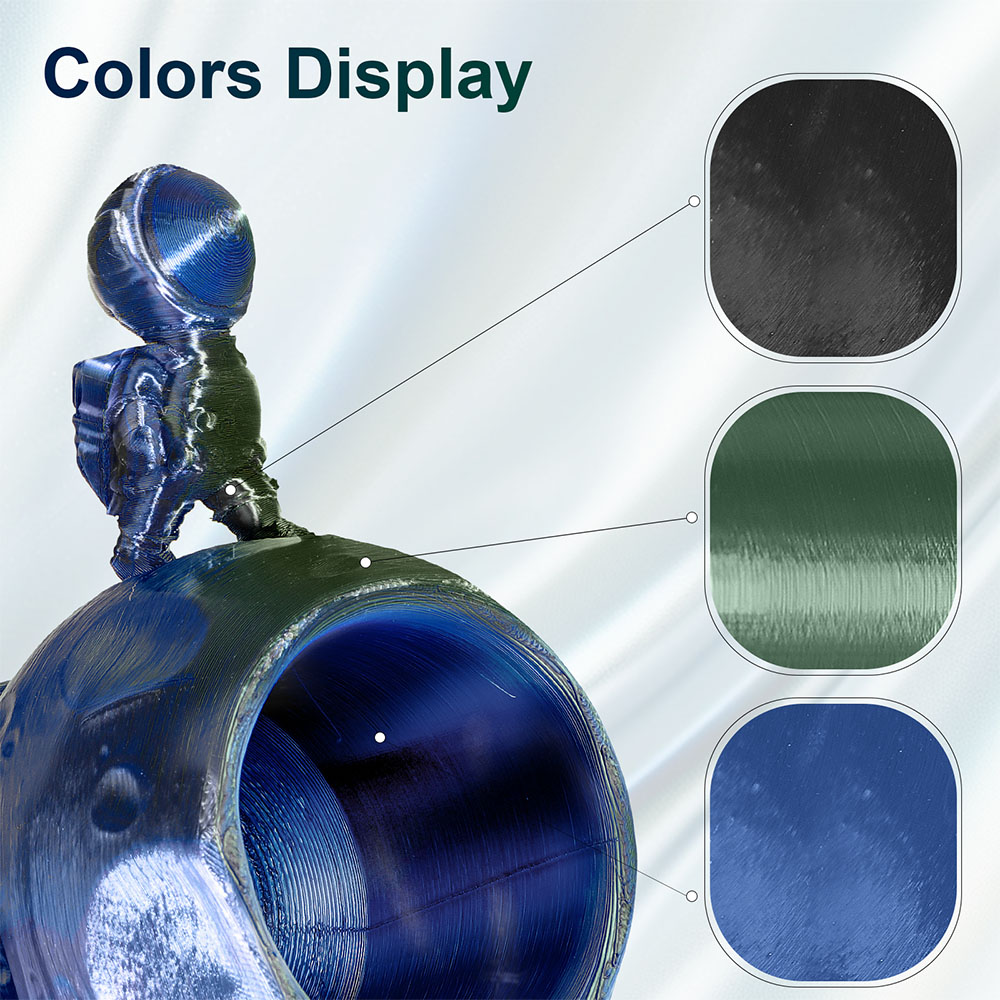 ERYONE Hyper PLA Silk Tri-color Filament 1kg - Dark Green & Midnight Blue & Black