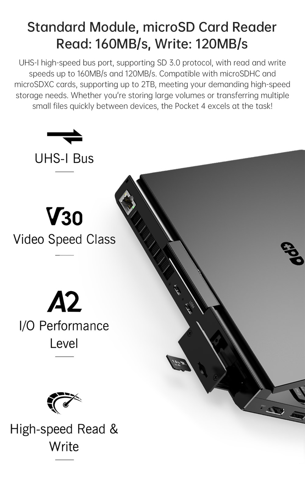GPD Pocket 4 Handheld Laptop, 8.8'' 2560*1600 Touchscreen, 144Hz Refresh Rate, AMD Ryzen AI 9 HX 370 12 Cores Max 5.1GHz, 64GB RAM 2TB SSD, WiFi6E Bluetooth5.3, 1*USB4, 1*HDMI, 1*Full-Featured USB-C, 1*USB3.2, 1*USB2.0, 1*microSD, 1*RJ45 - EU Plug