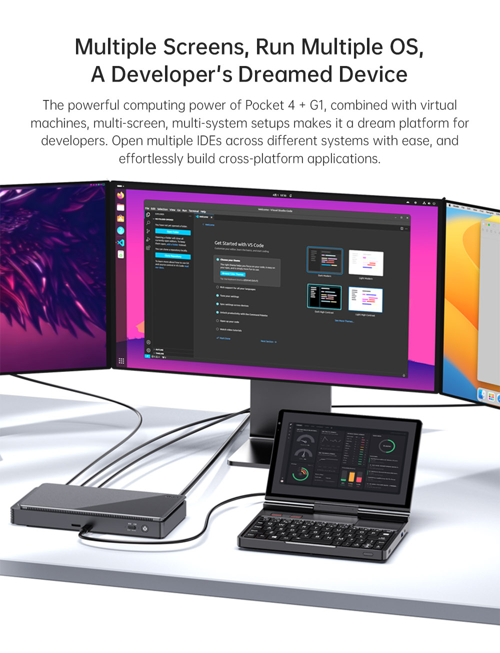 GPD Pocket 4 Handheld Laptop, 8.8'' 2560*1600 Touchscreen, 144Hz Refresh Rate, AMD Ryzen AI 9 HX 370 12 Cores Max 5.1GHz, 64GB RAM 2TB SSD, WiFi6E Bluetooth5.3, 1*USB4, 1*HDMI, 1*Full-Featured USB-C, 1*USB3.2, 1*USB2.0, 1*microSD, 1*RJ45 - EU Plug