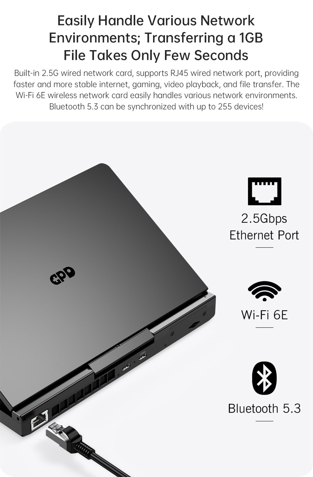 GPD Pocket 4 Handheld Laptop, 8.8'' 2560*1600 Touchscreen, 144Hz Refresh Rate, AMD Ryzen AI 9 HX 370 12 Cores Max 5.1GHz, 64GB RAM 2TB SSD, WiFi6E Bluetooth5.3, 1*USB4, 1*HDMI, 1*Full-Featured USB-C, 1*USB3.2, 1*USB2.0, 1*microSD, 1*RJ45 - EU Plug