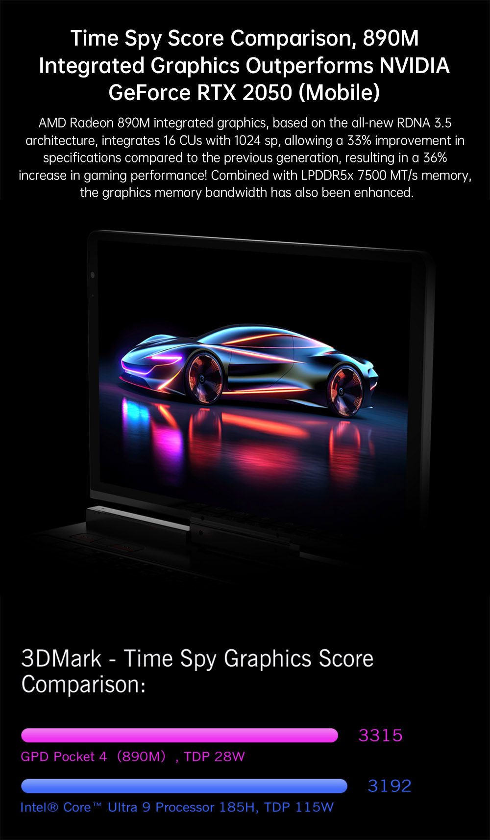 GPD Pocket 4 Handheld Laptop, 8.8'' 2560*1600 Touchscreen, 144Hz Refresh Rate, AMD Ryzen AI 9 HX 370 12 Cores Max 5.1GHz, 64GB RAM 2TB SSD, WiFi6E Bluetooth5.3, 1*USB4, 1*HDMI, 1*Full-Featured USB-C, 1*USB3.2, 1*USB2.0, 1*microSD, 1*RJ45 - US Plug