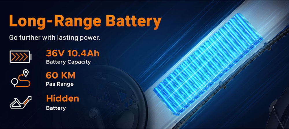 HillMiles Mile 1 Electric Bike, 250W Motor, 36V 10.4Ah Battery, 14 inch Tires, 25km/h Max Speed, 60km Range, Mechanical Disc Brakes, Front Fork Suspension - Blue