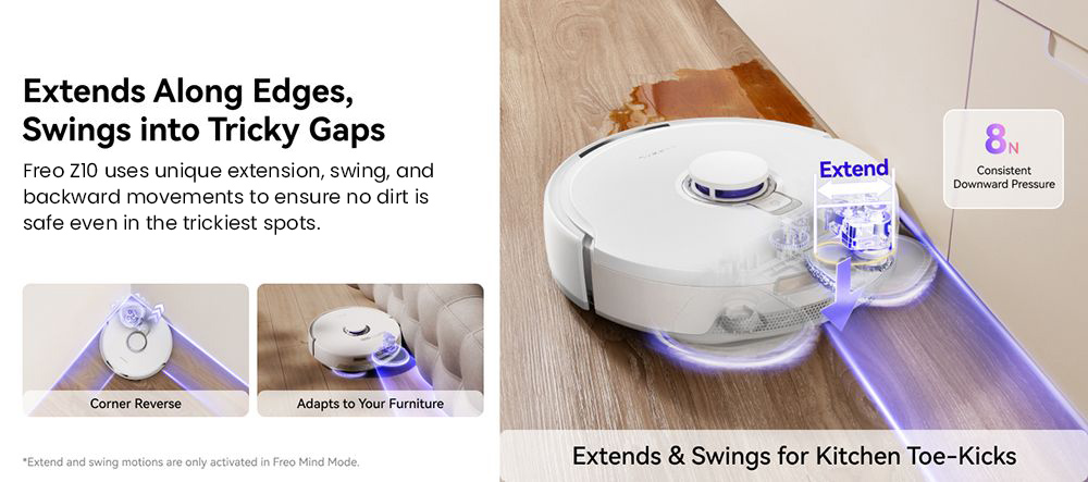 NARWAL Freo Z10 Robot Vacuum and Mop, Tangle Free, 15,000Pa Suction, Adapts to Hard-to-Reach Areas, Self-Emptying, Mop Washing & Drying, Obstacle Avoidance, for Pet Hair & Hard Floor, White