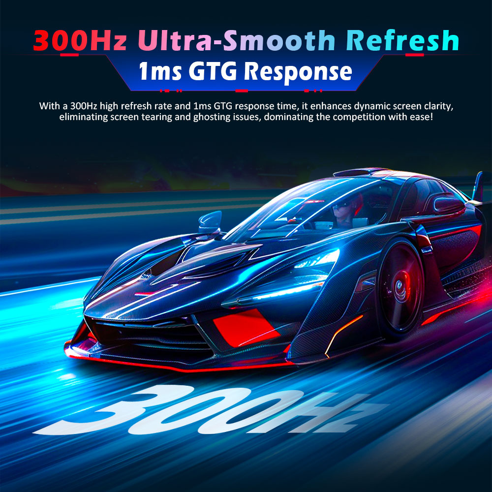 Refurbished TITAN ARMY P2510HS Gaming Monitor, 24.5-inch 1920*1080 CSOT Fast IPS Screen, 300Hz Refresh Rate, HDR400, 121% sRGB, 1ms GTG Response Time, Adaptive-Sync, Hardware Low Blue Light