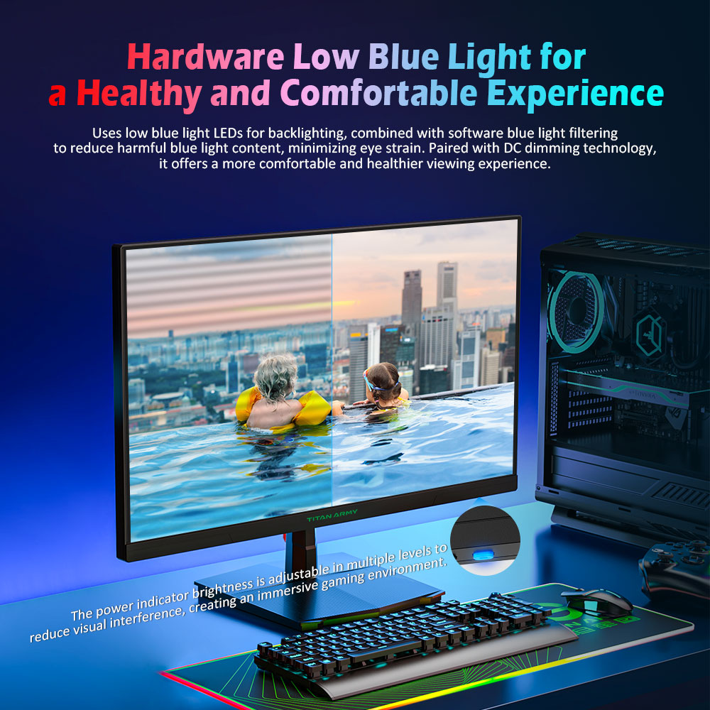 Refurbished TITAN ARMY P2510HS Gaming Monitor, 24.5-inch 1920*1080 CSOT Fast IPS Screen, 300Hz Refresh Rate, HDR400, 121% sRGB, 1ms GTG Response Time, Adaptive-Sync, Hardware Low Blue Light