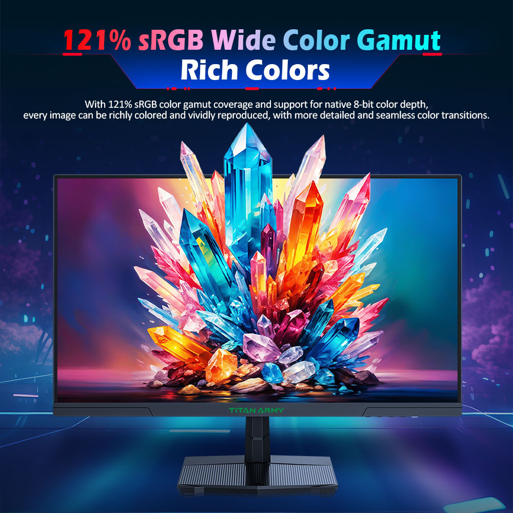 Refurbished TITAN ARMY P2510HS Gaming Monitor, 24.5-inch 1920*1080 CSOT Fast IPS Screen, 300Hz Refresh Rate, HDR400, 121% sRGB, 1ms GTG Response Time, Adaptive-Sync, Hardware Low Blue Light