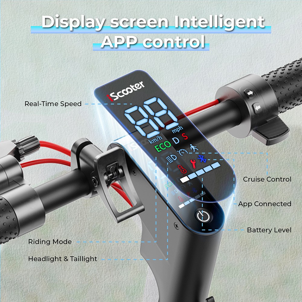 iScooter W7 Electric Scooter, 350W Motor, 42V 7.8AH Battery, 8.5-inch Inflatable Tire, 35km/h Max Speed, 30km Range, Disc Brake, Dual Shock Absorption, APP Control