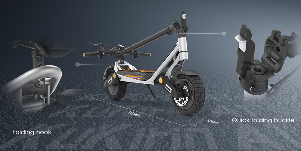 Kukirin A1 Folding Electric Scooter, 800W Motor, 48V 13Ah Battery, 10 inch Vacuum Tire, 45km/h Max Speed, 45km Range, Front & Rear Disc Brake, Front & Rear Shock Absorption