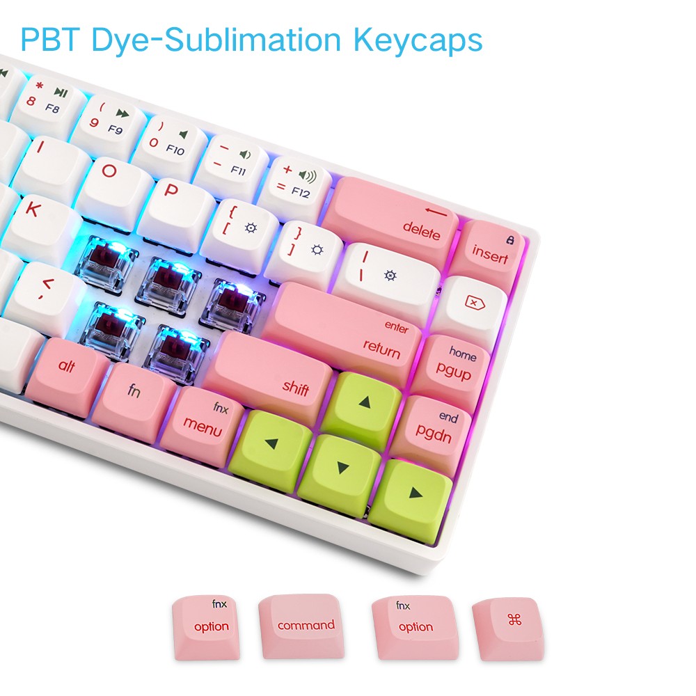 Refurbished Skyloong GK68 68keys 65% Gasket RGB Hot-Swappable Bluetooth Mechanical Keyboard Gateron Yellow Switch - White
