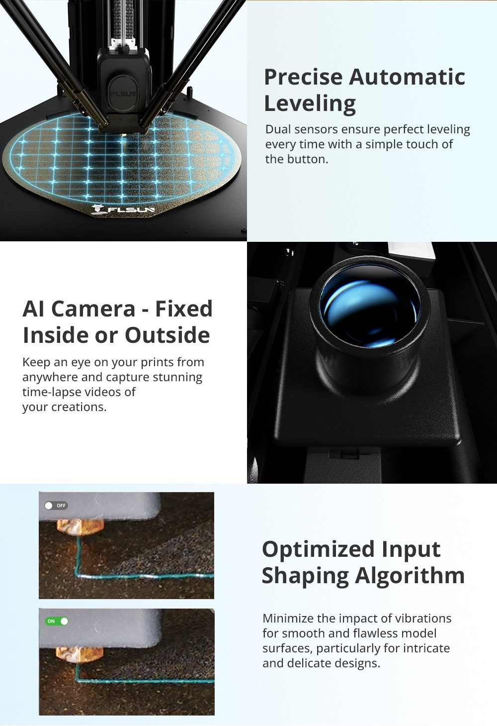 FLSUN T1 Delta Ultra High-Speed 3D Printer, 1000mm/s Printing Speeds, 260*260*330mm, CPAP High-Pressure Turbo Fan, Al Camera, Auto-leveling, High-Temp Hot End Kit, Dual Gear Direct Drive Extruder - EU Plug