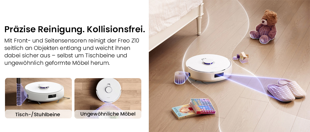 NARWAL Freo Z10 Saug- und Wischroboter, verwicklungsfrei, 15.000 Pa Saugleistung, passt sich schwer erreichbaren Stellen an, selbstentleerend, Wischmopp-Waschen und -Trocknen, Hindernisvermeidung, für Tierhaare und Hartböden, weiß