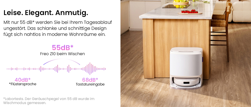 NARWAL Freo Z10 Saug- und Wischroboter, verwicklungsfrei, 15.000 Pa Saugleistung, passt sich schwer erreichbaren Stellen an, selbstentleerend, Wischmopp-Waschen und -Trocknen, Hindernisvermeidung, für Tierhaare und Hartböden, weiß