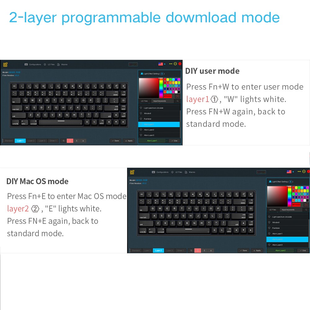 Refurbished Skyloong GK68 68keys 65% Gasket RGB Hot-Swappable Bluetooth Mechanical Keyboard Gateron Yellow Switch - White