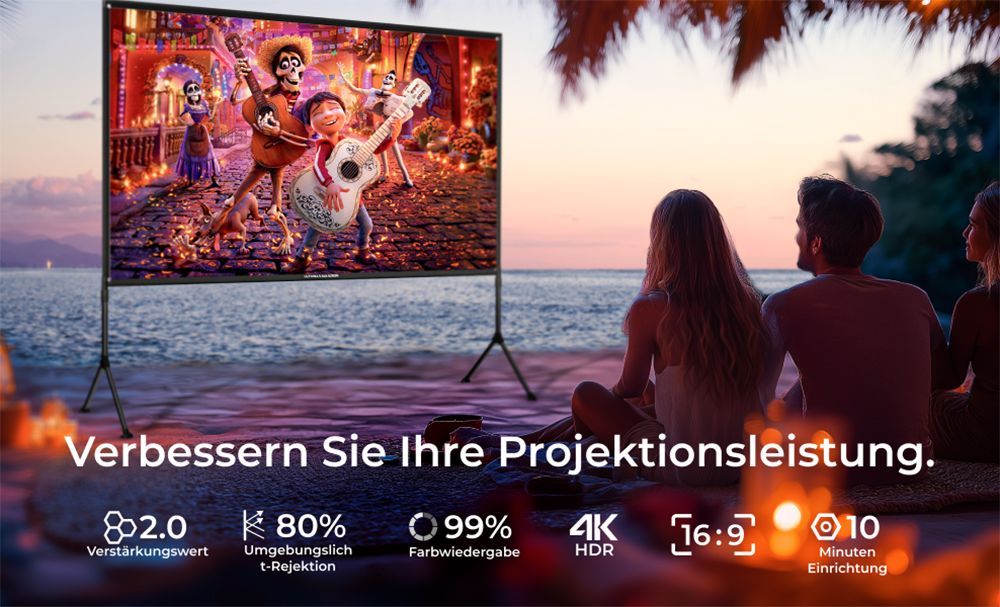 Ultimea Photon E-ALR 100-Zoll-Projektionsleinwand mit Ständer