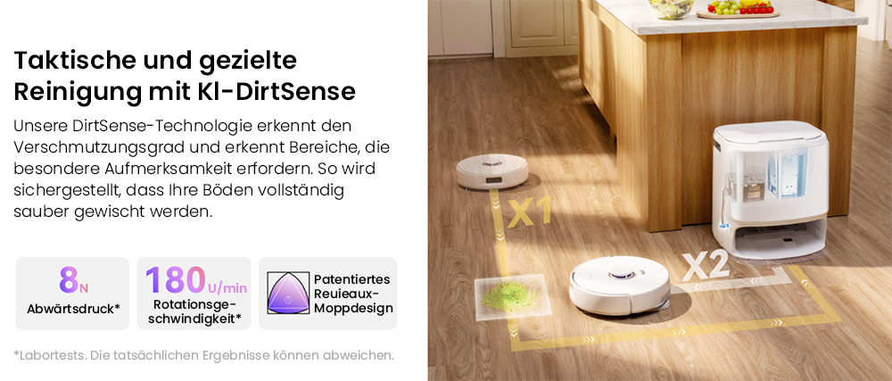 NARWAL Freo Z10 Saug- und Wischroboter, verwicklungsfrei, 15.000 Pa Saugleistung, passt sich schwer erreichbaren Stellen an, selbstentleerend, Wischmopp-Waschen und -Trocknen, Hindernisvermeidung, für Tierhaare und Hartböden, weiß