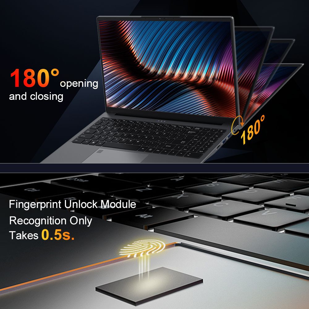 Ninkear A15 Plus 15.6'' Laptop, AMD Ryzen 7 5825U 8 Cores 4.5GHz, 1920*1080 IPS Screen, 32GB RAM 1TB SSD, 2.4G/5G WiFi, Fingerprint Unlock, Backlit Keyboard, Full-featured Type-C*1, USB3.0*3, HDMI*1, Micro SD Card Reader *1, Headphone Jack*1
