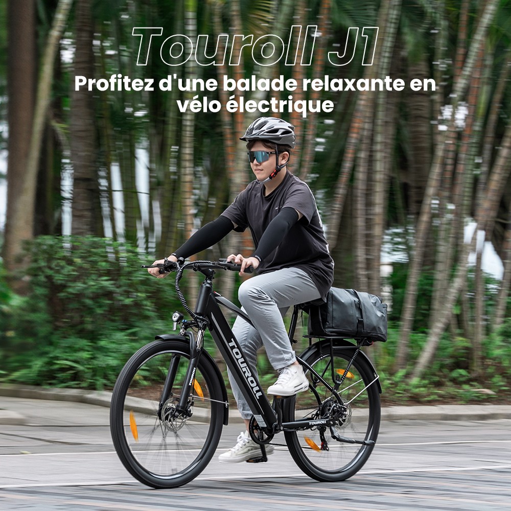 Touroll J1 Vélo de randonnée, 27,5 pouces, avec moteur 250 W, batterie 36 V 15,6 Ah, autonomie maximale 100 km, écran LCD 1,8