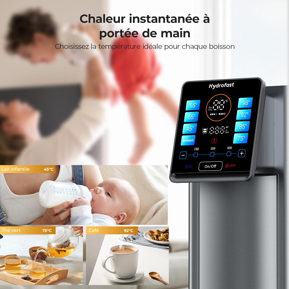 Hydrofast W100 Purificateur d'Eau Comptoir, Eau Chaude & Froide, 8 Températures