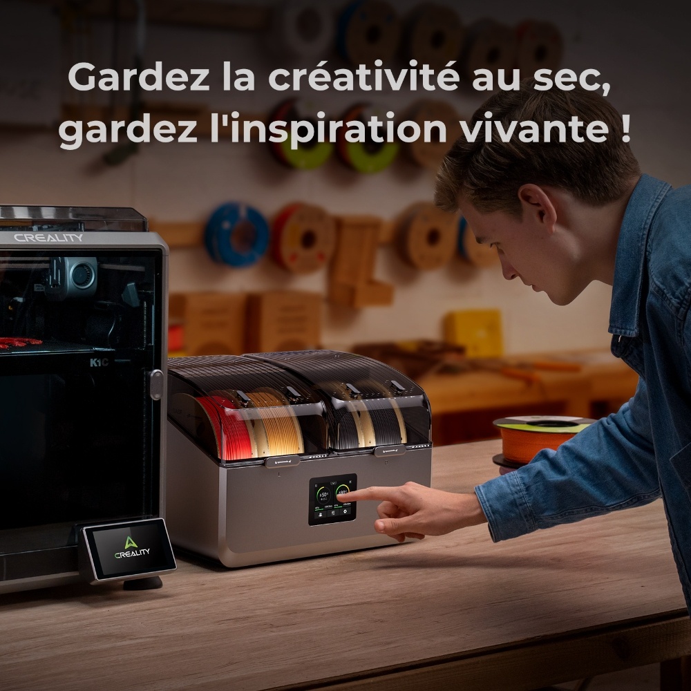 Creality SpacePi X4 Séchoir Filament, Stockage 4 Bobines, Double Chauffage, 85°C Max, pour PLA/TPU/PETG/ABS/Nylon