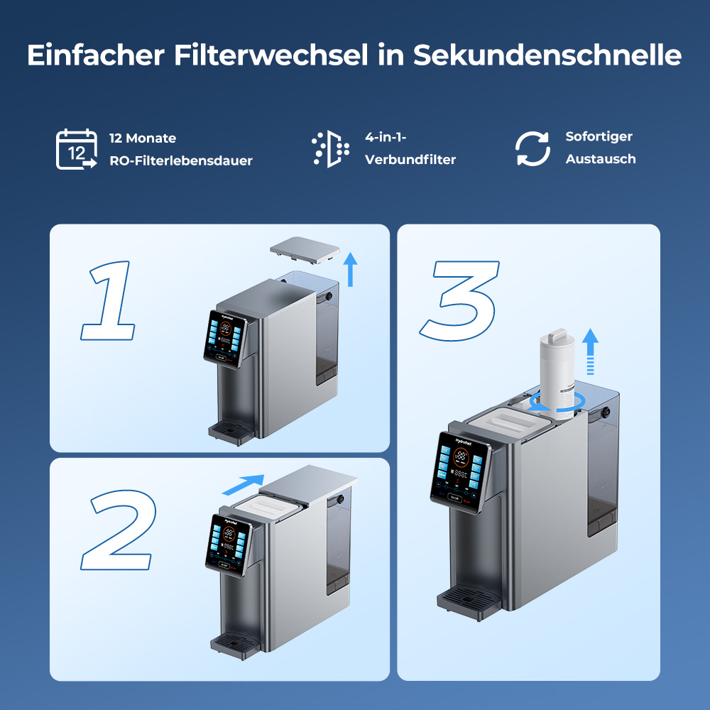 Hydrofast W100 Wasserreiniger für die Arbeitsplatte mit heißem und raumwarmem Wasser, 8 Temperaturen