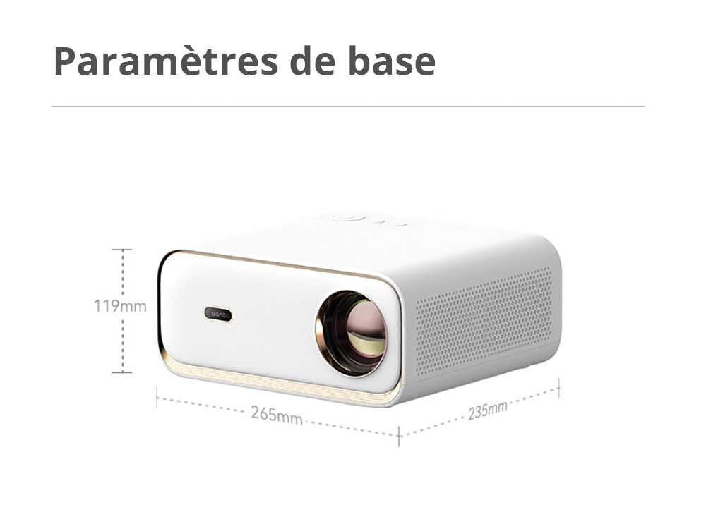 Projecteur Wanbo X5, 1100 lumens ANSI, 1080P natif, correction automatique du trapèze, WiFi 6 double bande, 1 Go/16 Go, Bluetooth 5.0
