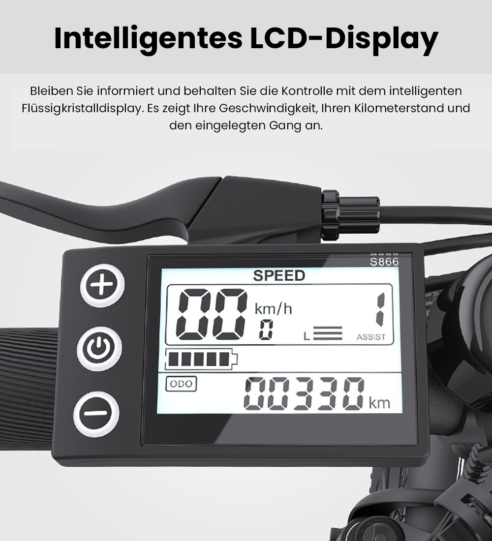 AVAKA K300 Faltbares Elektrofahrrad, 350 W Motor, 36 V 16 Ah Akku, 20 x 3,0 Zoll Reifen, 31 km/h Höchstgeschwindigkeit, 100 km Reichweite, Scheibenbremsen vorne und hinten, LCD-Display, SHIMANO 7-Gang - Weiß