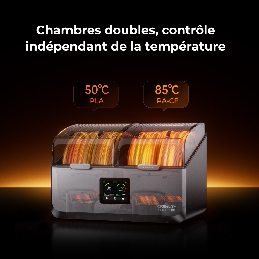 Creality SpacePi X4 Séchoir Filament, Stockage 4 Bobines, Double Chauffage, 85°C Max, pour PLA/TPU/PETG/ABS/Nylon