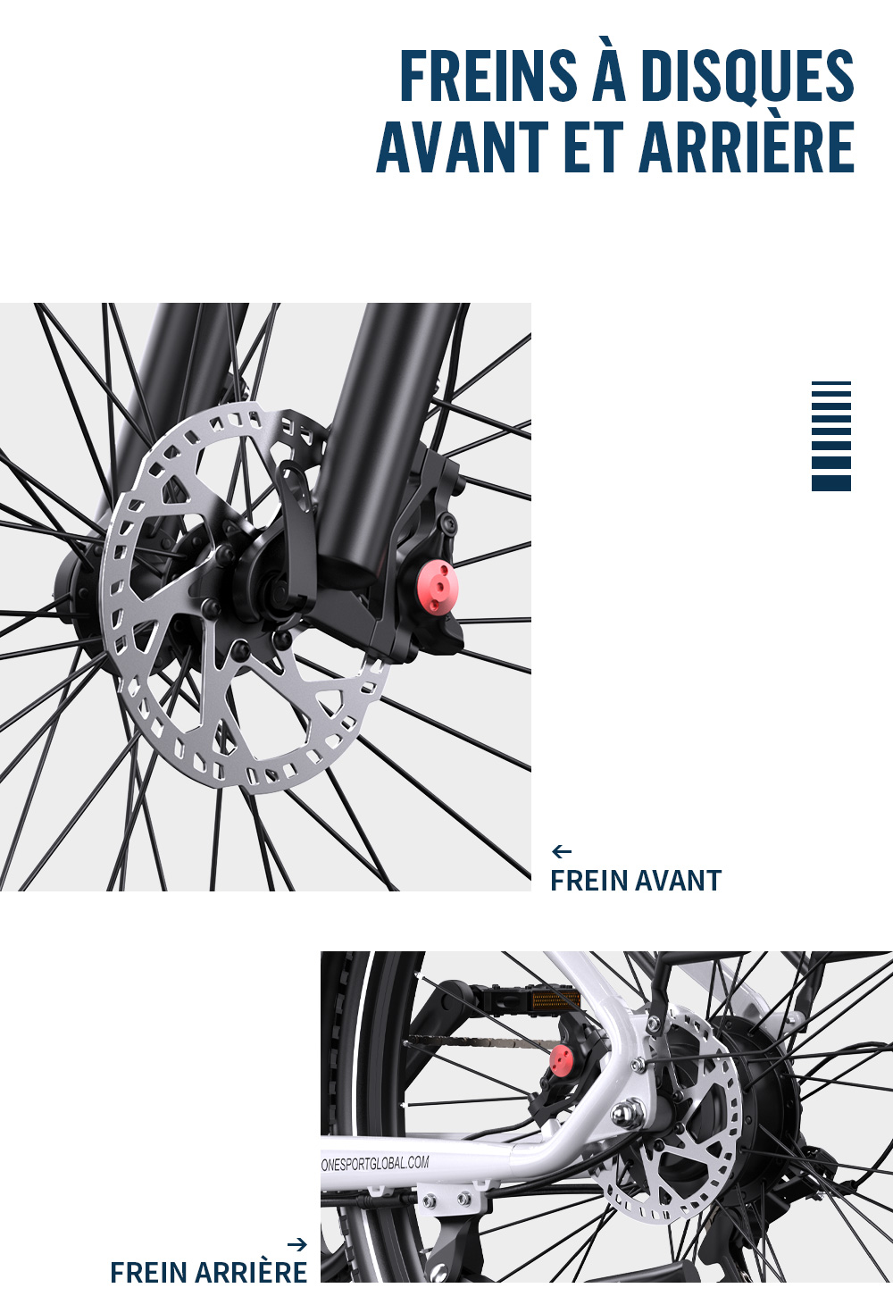Onesport OT05 Pro Vélo électrique, moteur 250 W, batterie 36 V 22,5 Ah, pneus 700 x 50 C, vitesse maximale 25 km/h, autonomie 140 km, freins à disque hydrauliques, fourche à suspension avant, Shimano 7 vitesses - Blanc