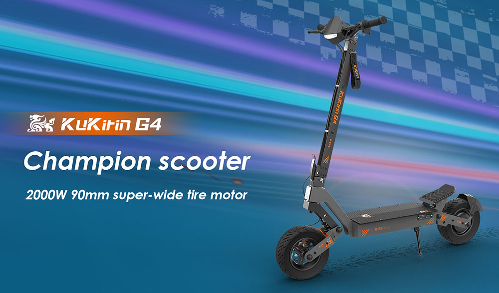 KuKirin G4 Electric Scooter, 2*1000W Motor, 60V 20Ah Battery, 11 inch Tires, 70km/h Max Speed, 75km Range, Front & Rear Disc Brakes, Four-arm Shock Absorber