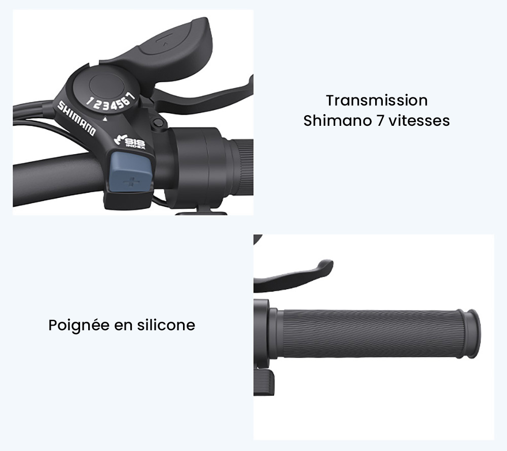 Vélo électrique pliable AVAKA K300, moteur 350 W, batterie 36 V 16 Ah, pneus 20 x 3,0 pouces, vitesse maximale 31 km/h, autonomie 100 km, freins à disque avant et arrière, écran LCD, SHIMANO 7 vitesses - Blanc