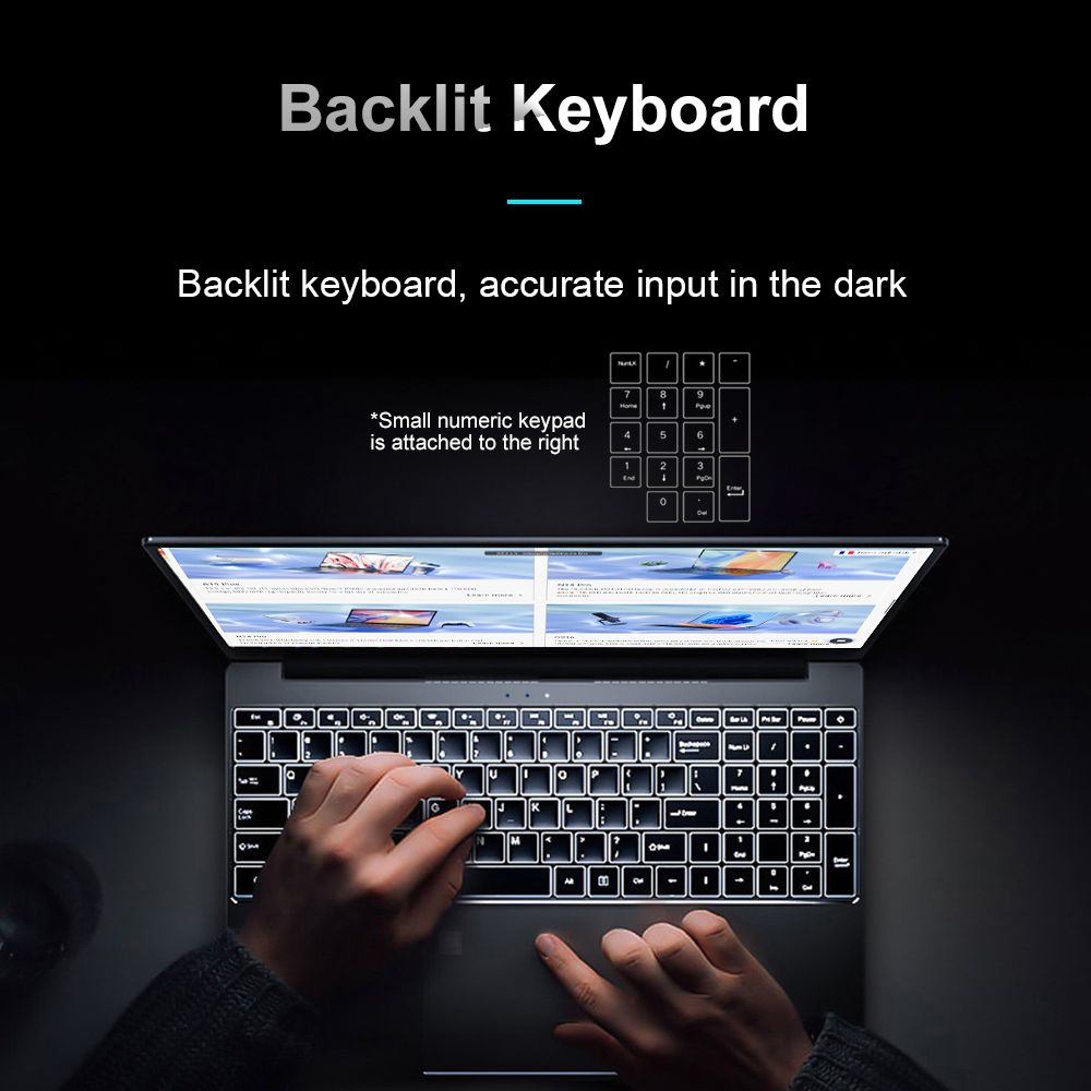 Ninkear A15 Plus 15.6'' Laptop, AMD Ryzen 7 5825U 8 Cores 4.5GHz, 1920*1080 IPS Screen, 32GB RAM 1TB SSD, 2.4G/5G WiFi, Fingerprint Unlock, Backlit Keyboard, Full-featured Type-C*1, USB3.0*3, HDMI*1, Micro SD Card Reader *1, Headphone Jack*1