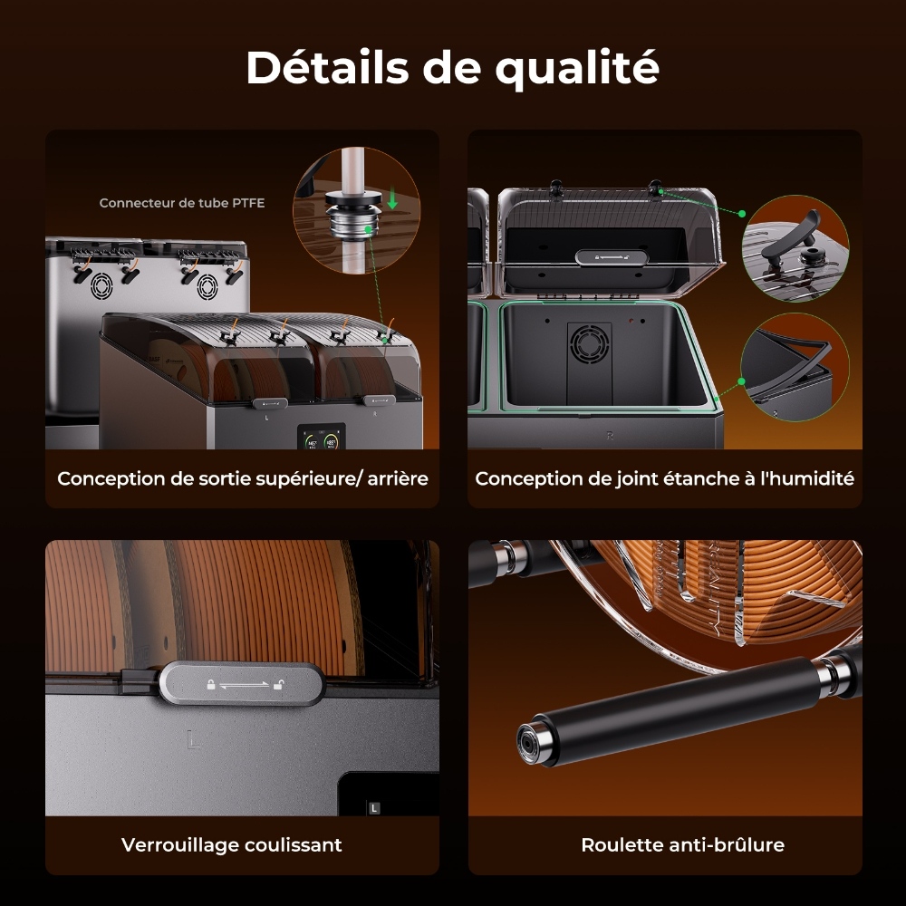 Creality SpacePi X4 Séchoir Filament, Stockage 4 Bobines, Double Chauffage, 85°C Max, pour PLA/TPU/PETG/ABS/Nylon