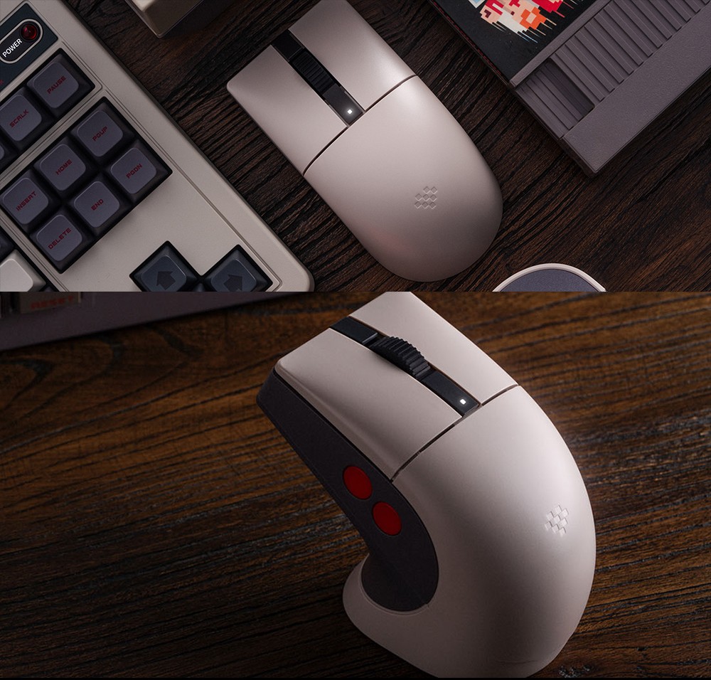 8BitDo Retro R8 Mouse N Edition, 3 Connection Modes, PAW 3395 Sensor, Programmable Buttons
