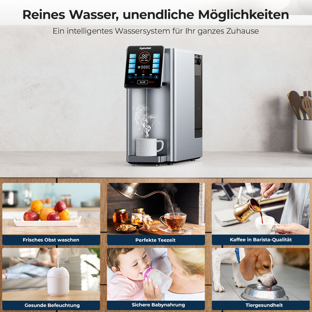 Hydrofast W100 Wasserreiniger für die Arbeitsplatte mit heißem und raumwarmem Wasser, 8 Temperaturen