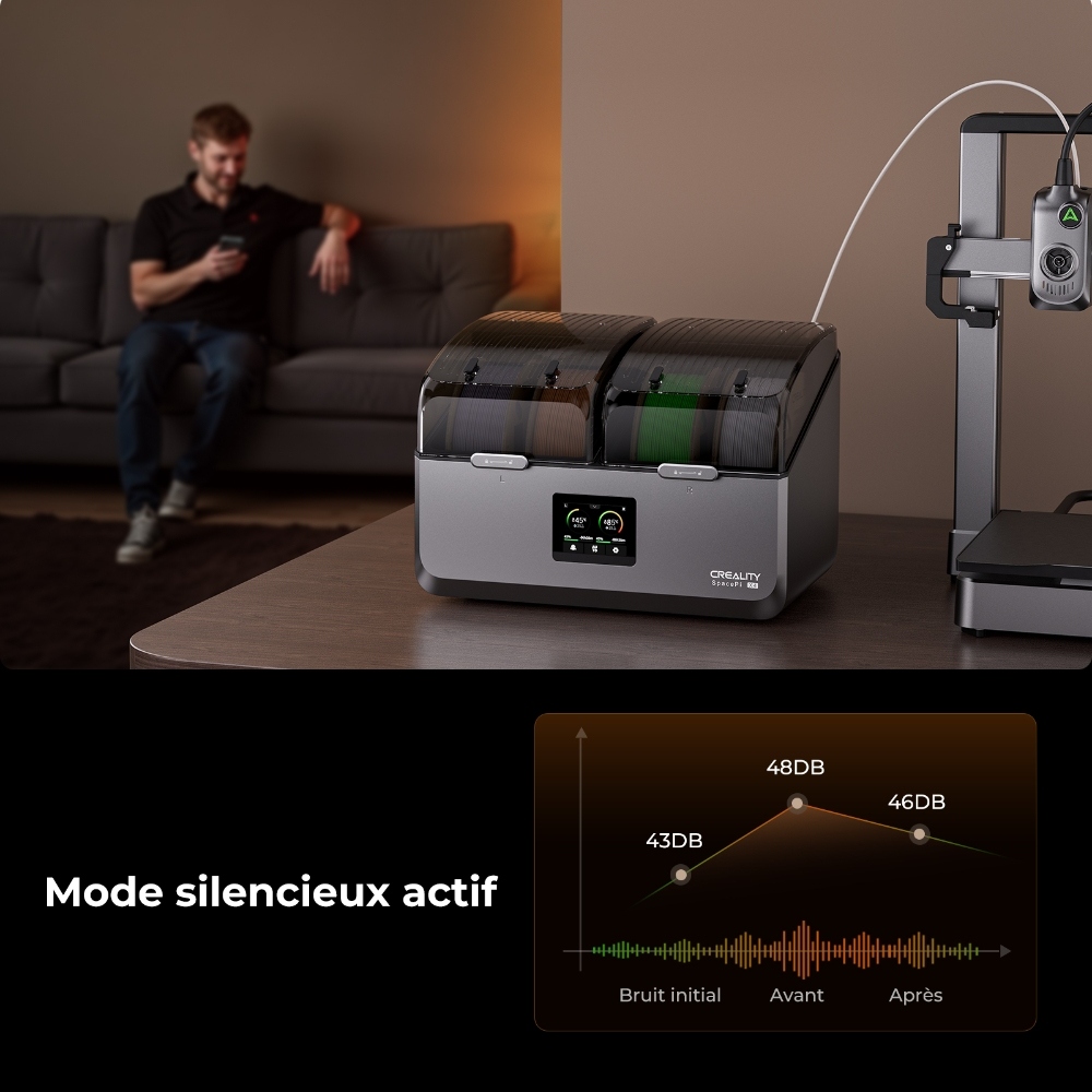 Creality SpacePi X4 Séchoir Filament, Stockage 4 Bobines, Double Chauffage, 85°C Max, pour PLA/TPU/PETG/ABS/Nylon