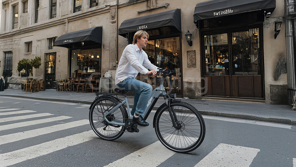 Onesport OT05 Pro Vélo électrique, moteur 250 W, batterie 36 V 22,5 Ah, pneus 700 x 50 C, vitesse maximale 25 km/h, autonomie 140 km, freins à disque hydrauliques, fourche à suspension avant, transmission Shimano 7 vitesses - Gris