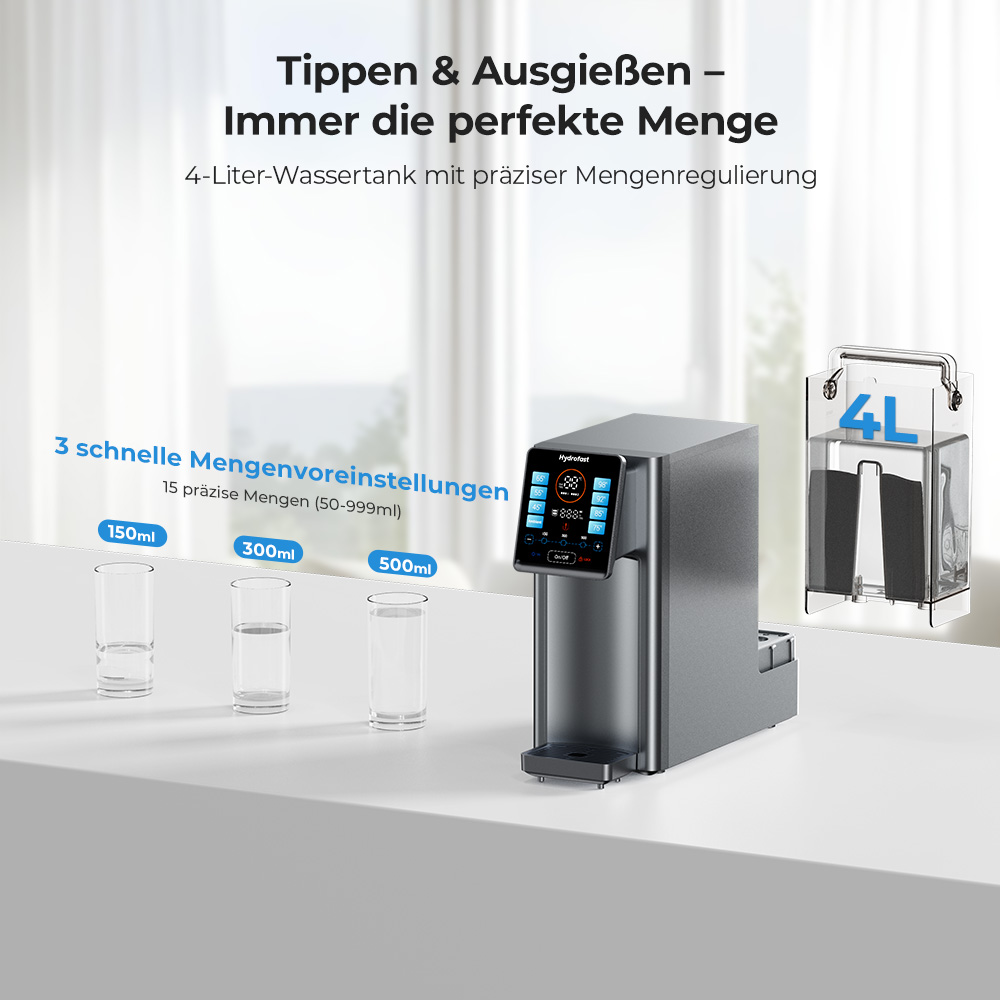 Hydrofast W100 Wasserreiniger für die Arbeitsplatte mit heißem und raumwarmem Wasser, 8 Temperaturen
