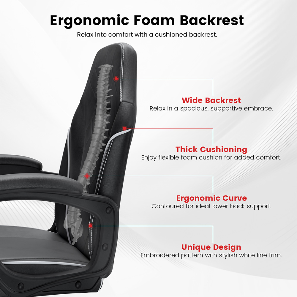 ACGAM CG-4746 Gamer irodai szék Kis változat, Ergonomikus habszivacs háttámla, 360°-ban forgatható és állítható magasságú, 360°-ban forgatható és magasságállítható