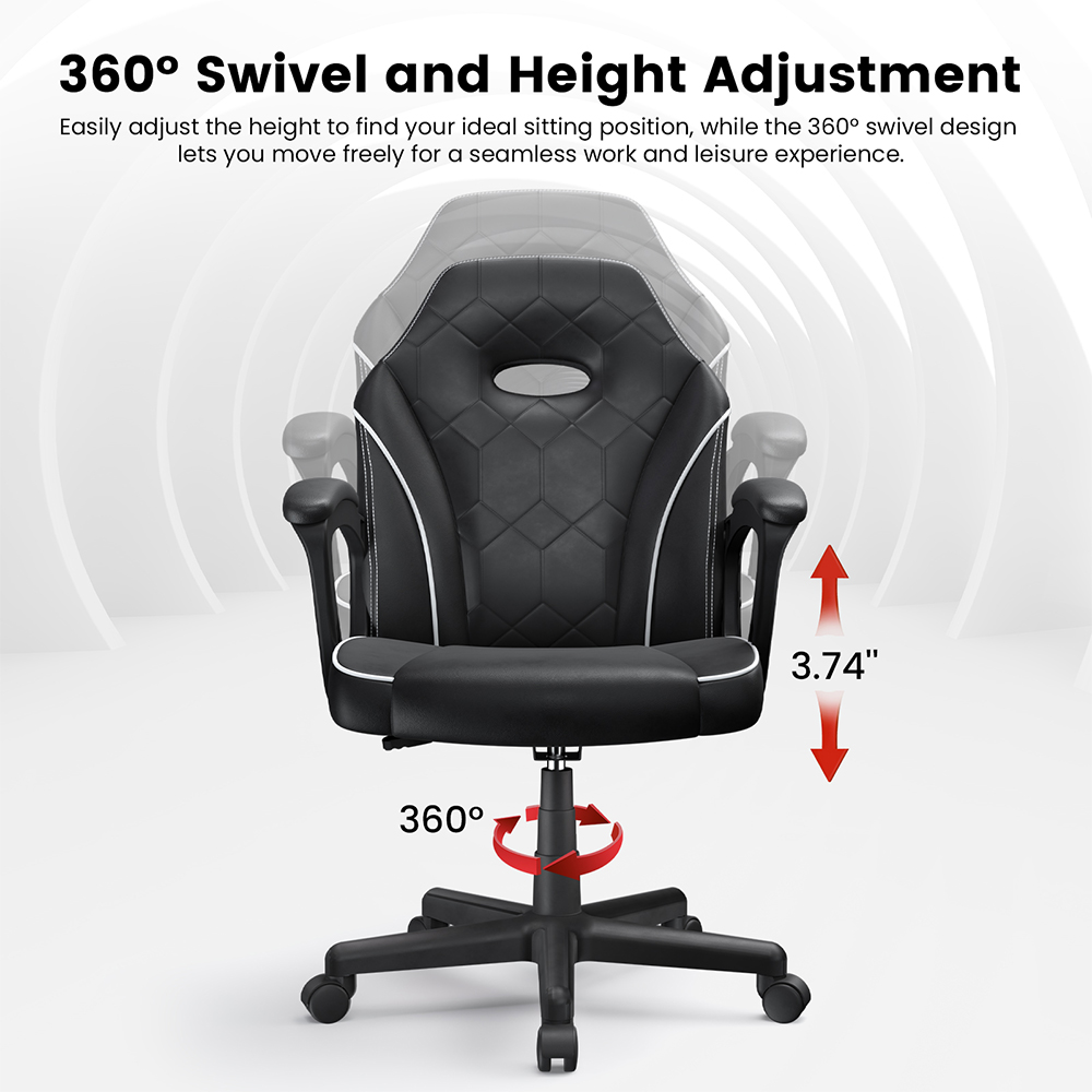 ACGAM CG-4746 Gamer irodai szék Kis változat, Ergonomikus habszivacs háttámla, 360°-ban forgatható és állítható magasságú, 360°-ban forgatható és magasságállítható