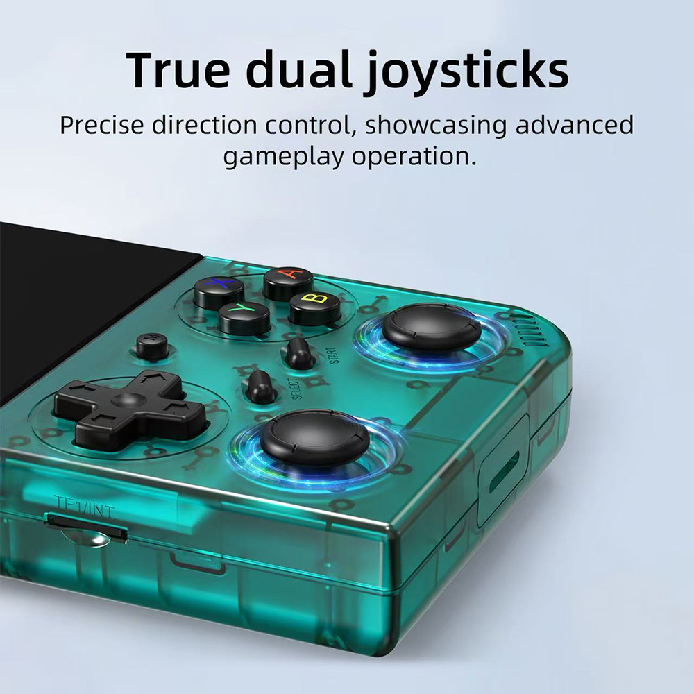 ANBERNIC RG35XXPro Game Console, 64GB + 256GB TF Card with 14000+ Games, 3.5 inch IPS Screen, 30+ Emulators, Multimedia App, 7 Hours of Playtime, Dual Joysticks - Transparent Teal