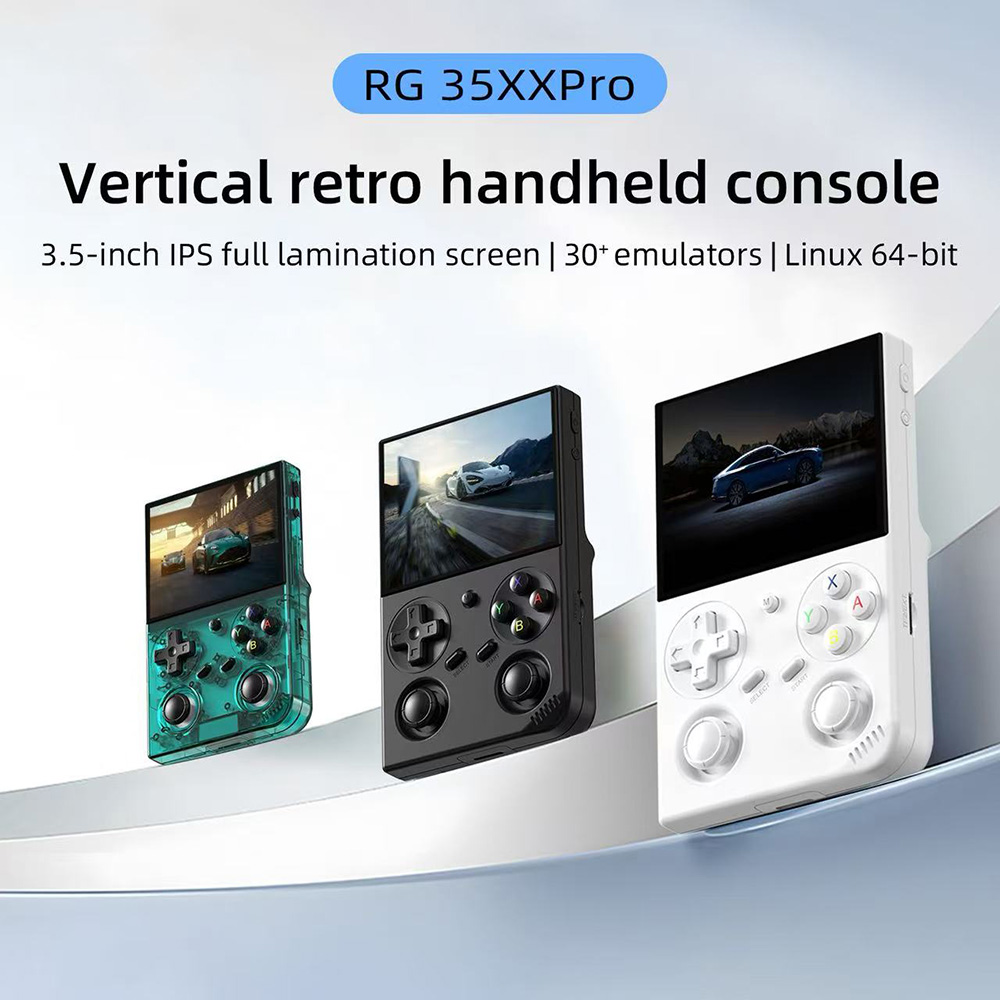 ANBERNIC RG35XXPro Game Console, 64GB TF Card with 4000+ Games, 3.5 inch IPS Screen, 30+ Emulators, Multimedia App, 7 Hours of Playtime, Dual Joysticks - Transparent Teal