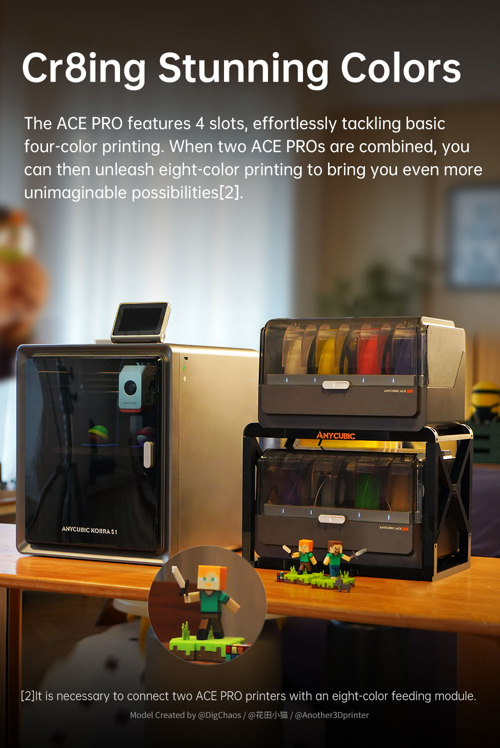 Refurbished Anycubic Kobra S1 Combo 3D Printer, Vibrant 8-Color Printing, 600mm/s Ultra-Fast Speed, Auto-leveling, 320°C Hotend, 44dB Ultra-Quiet, CoreXY Construction, 250*250*250mm