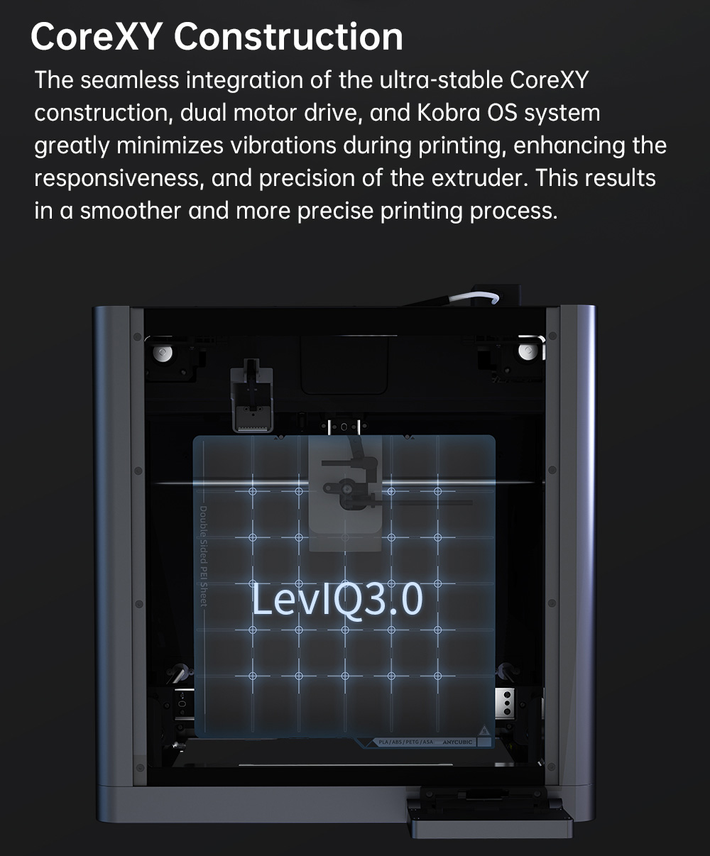 Refurbished Anycubic Kobra S1 Combo 3D Printer, Vibrant 8-Color Printing, 600mm/s Ultra-Fast Speed, Auto-leveling, 320°C Hotend, 44dB Ultra-Quiet, CoreXY Construction, 250*250*250mm